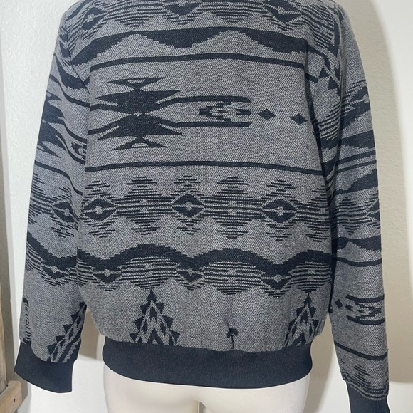 Bentee charcoal and black Aztec tribal pattern bomber jacket new pockets large - Picture 6 of 9